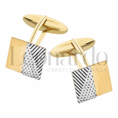 Forma Rettangolare in Oro Giallo e Oro Bianco da 6,2gr.