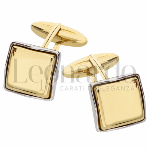 Forma Quadrata con bordi stondati in Oro Giallo e Oro Bianco da 9,2gr.