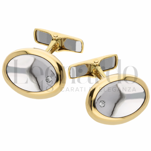 Forma Ovale con Diamante in Oro Giallo e Oro Bianco da 6,7gr.