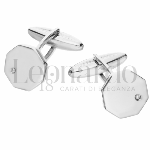 Forma Ottagonale con Diamante in Oro Bianco da 6,2gr.
