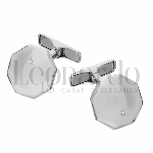 Forma Ottagonale con Diamante in Oro Bianco da 6,9gr.