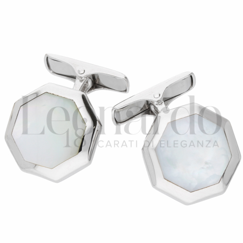 Forma Ottagonale con Madreperla in Oro Bianco da 7,4gr.
