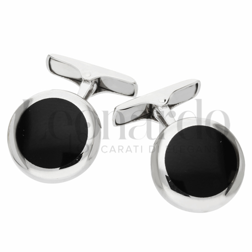 Forma Tonda con Onice in Oro Bianco da 6,1gr.
