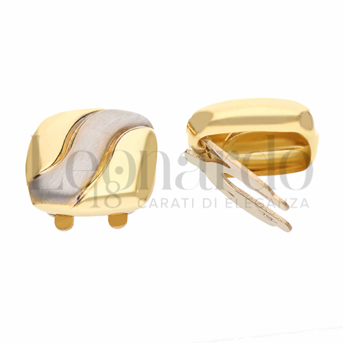 Forma Quadrata - Bordi Stondati in Oro Giallo e Oro Bianco da 3,8gr.