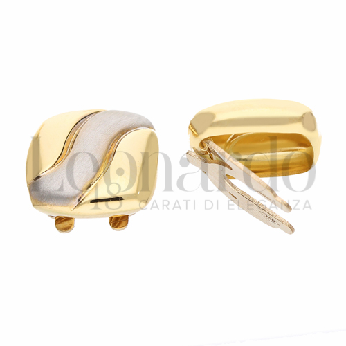 Forma Quadrata - Bordi Stondati in Oro Giallo e Oro Bianco da 3,8gr.