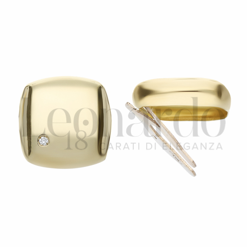 Forma Quadrata - Bordi Stondati con Diamante in Oro Giallo da 3,7gr.