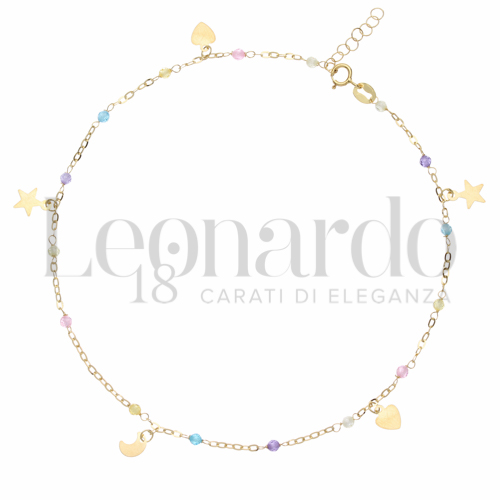 con Spinelli rosa, viola, azzurro in Oro Giallo da 1,2gr.