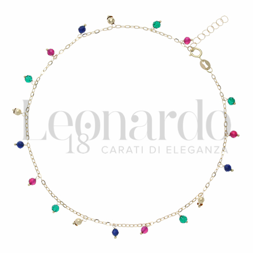 con Spinelli verde, rosso e blu in Oro Giallo da 1,8gr.