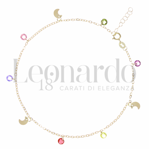 con Spinelli rosa, viola, azzurro, giallo, arancione in Oro Giallo da 1,3gr.