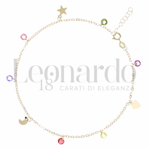 con Spinelli rosa, viola, azzurro, giallo, arancione in Oro Giallo da 1,6gr.