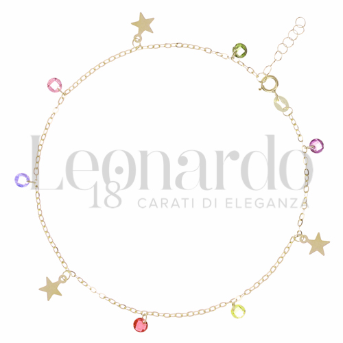 con Spinelli rosa, viola, azzurro, giallo, arancione in Oro Giallo da 1,3gr.