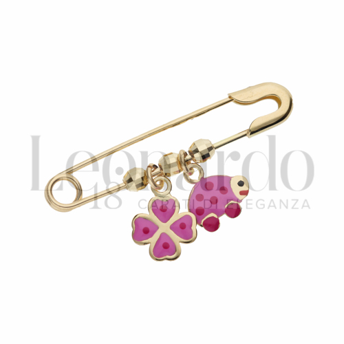 Modello Classico con Smalto rosa in Oro Giallo da 1,4gr.