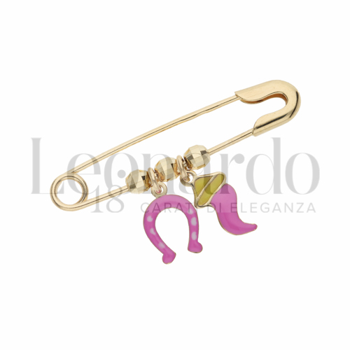 Modello Classico con Smalto rosa in Oro Giallo da 1,3gr.