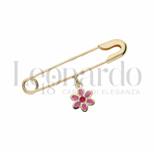 Modello Classico con Smalto rosa in Oro Giallo da 0,8gr.