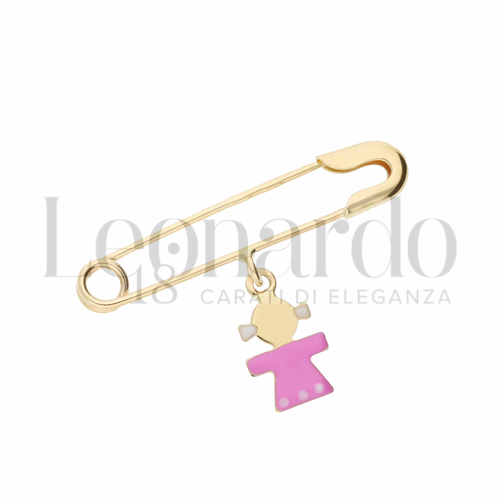 Modello Classico con Smalto rosa in Oro Giallo da 1,1gr.