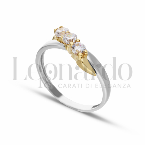 Modello Trilogy lineare con Zircone bianco in Oro Bianco e Oro Giallo da 2,3gr.