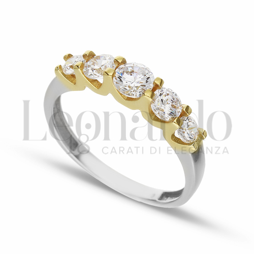 Anelli Anello Veretta a 5 pietre da Donna in Oro 18 Carati Misura anello: N° 2,4g