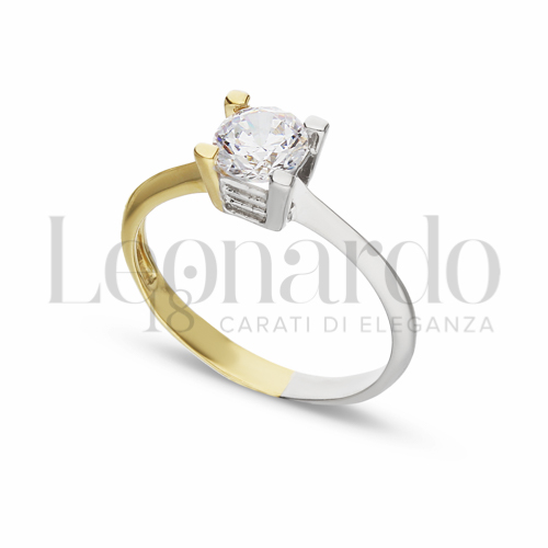 con Zircone bianco in Oro Giallo e Oro Bianco da 2,6gr.