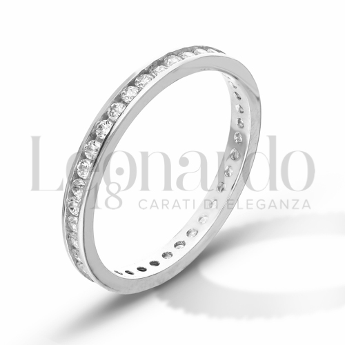 Modello o finitura Veretta a Tutto Giro - Battuta con Zircone bianco in Oro Bianco da 1,8gr.