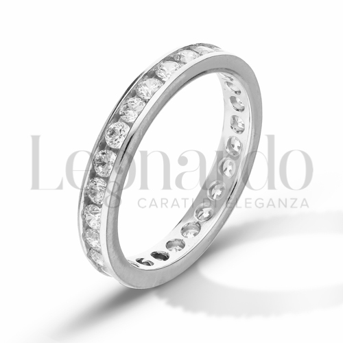 Modello o finitura Veretta a Tutto Giro - Battuta con Zircone bianco in Oro Bianco da 2,9gr.