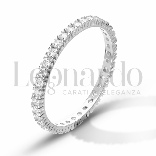 Modello o finitura Veretta a Tutto Giro - A Griffe con Zircone bianco in Oro Bianco da 2gr.