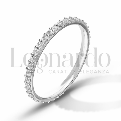 Modello o finitura Veretta a Tutto Giro - A Griffe con Zircone bianco in Oro Bianco da 1,7gr.