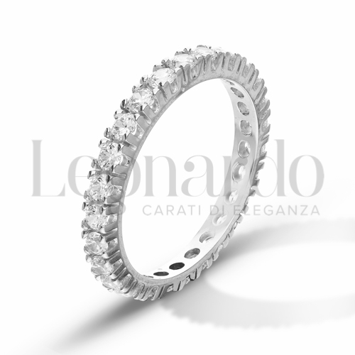 Modello o finitura Veretta a Tutto Giro - A Griffe con Zircone bianco in Oro Bianco da 3,3gr.
