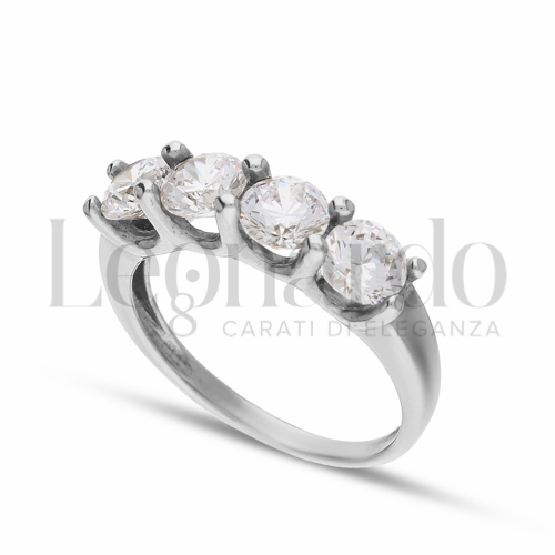 Anelli Anello Veretta da Donna in Oro 18 Carati Modello o finitura: a 4 pietre Misura anello: N° 14 4g