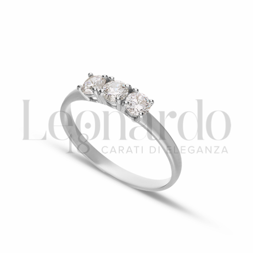 Anelli Anello da Donna in Oro 18 Carati Modello o finitura: Trilogy lineare Misura pietra: 4,00 mm anello: N° 2g