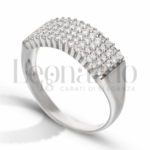 Modello o finitura 5 File di zirconi con Zircone bianco in Oro Bianco da 3,1gr.