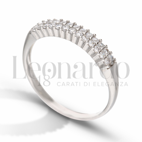 Modello o finitura 2 file di zirconi con Zircone bianco in Oro Bianco da 2gr.
