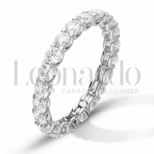 Modello o finitura Veretta a Tutto Giro - A Griffe con Zircone bianco in Oro Bianco da 2,5gr.