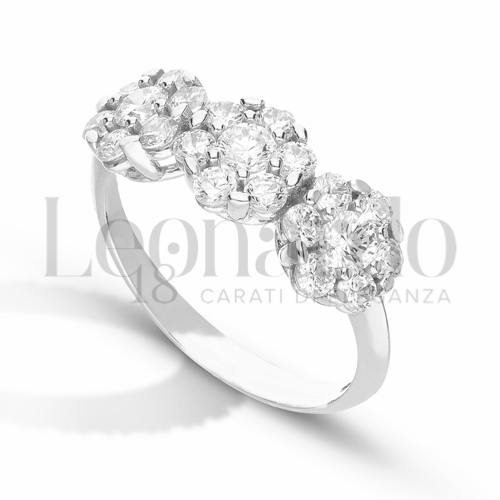 Modello o finitura Trilogy lineare con Zircone bianco in Oro Bianco da 3,5gr.