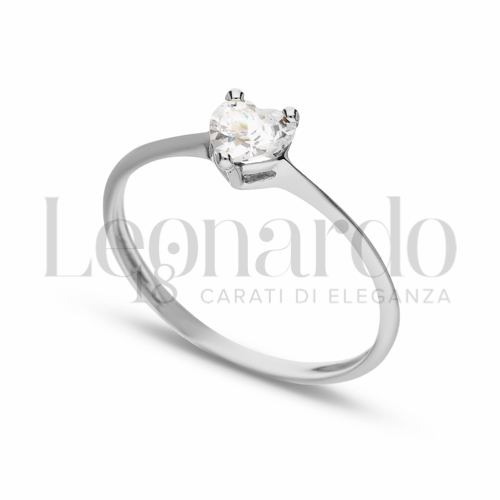 Anelli Anello Solitario a Cuore da Donna in Oro 18 Carati Modello: Classico Misura pietra: 5,00 mm anello: N° 19 1,3g