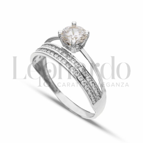 Modello o finitura 2 file di zirconi con Zircone bianco in Oro Bianco da 3,2gr.