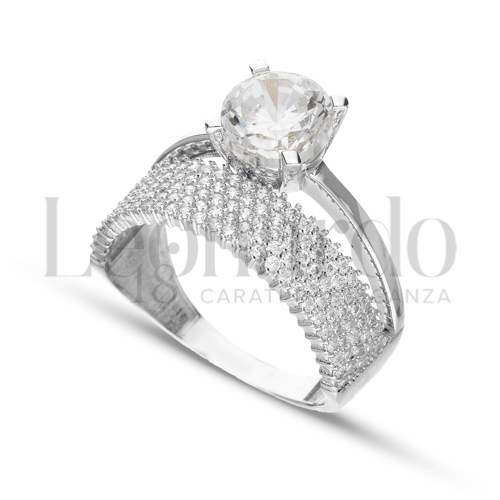 Modello o finitura 5 File di zirconi con Zircone bianco in Oro Bianco da 4,2gr.