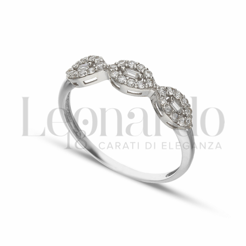 Modello o finitura Trilogy lineare con Zircone bianco in Oro Bianco da 1,6gr.