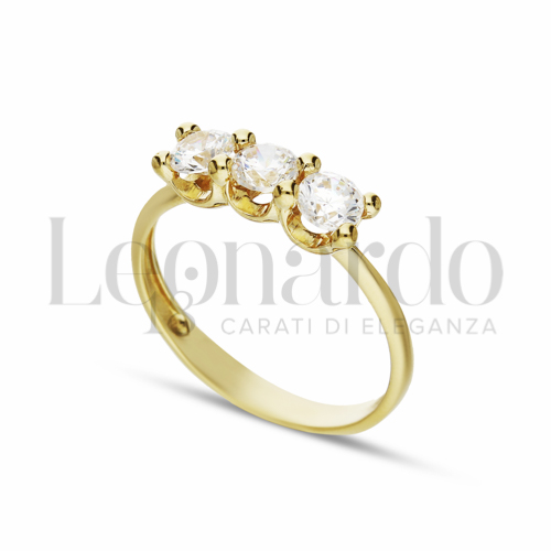 Modello o finitura Trilogy lineare con Zircone bianco in Oro Giallo da 2,3gr.