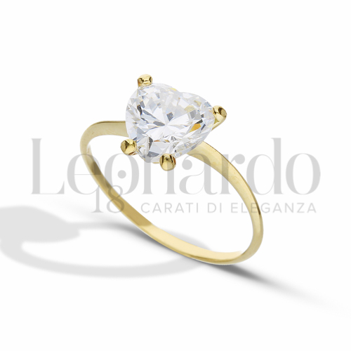 Modello o finitura Solitario con Zircone bianco in Oro Giallo da 2gr.