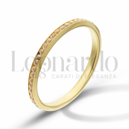 Modello o finitura Veretta a Tutto Giro - Battuta con Zircone bianco in Oro Giallo da 1gr.