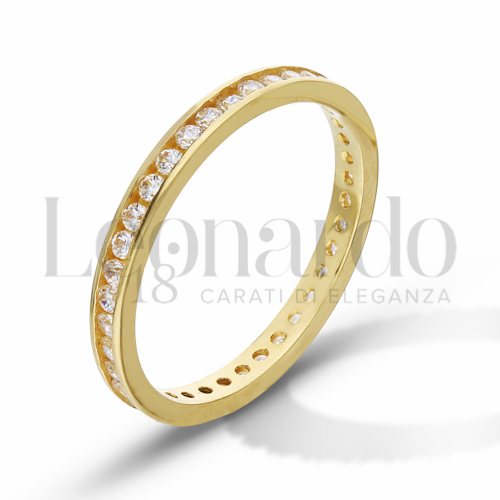 Modello o finitura Veretta a Tutto Giro - Battuta con Zircone bianco in Oro Giallo da 1,6gr.