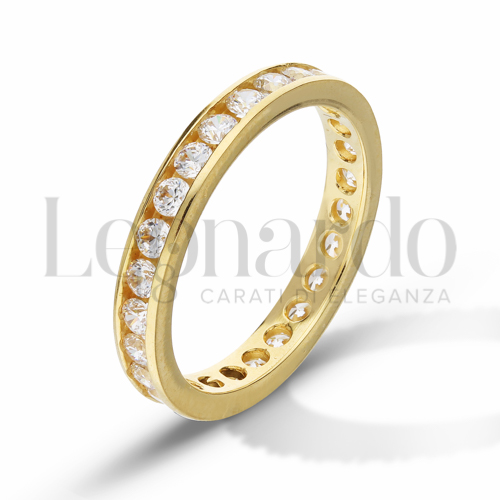 Modello o finitura Veretta a Tutto Giro - Battuta con Zircone bianco in Oro Giallo da 2,5gr.