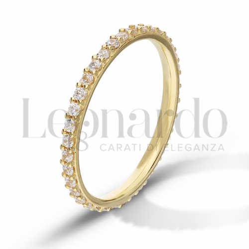 Modello o finitura Veretta a Tutto Giro - A Griffe con Zircone bianco in Oro Giallo da 1,5gr.