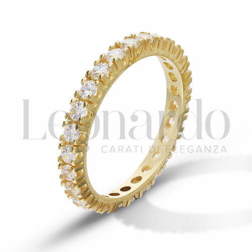 Modello o finitura Veretta a Tutto Giro - A Griffe con Zircone bianco in Oro Giallo da 2,7gr.