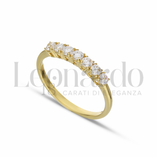 Modello o finitura Veretta a 7 pietre con Zircone bianco in Oro Giallo da 2gr.