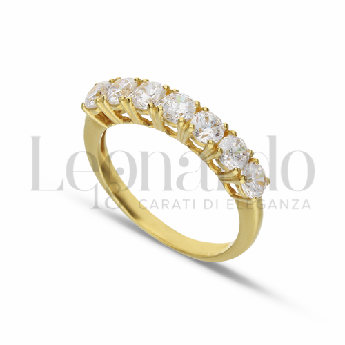 Modello o finitura Veretta a 7 pietre con Zircone bianco in Oro Giallo da 2,8gr.