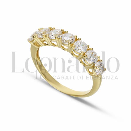 Modello o finitura Veretta a 7 pietre con Zircone bianco in Oro Giallo da 3,2gr.