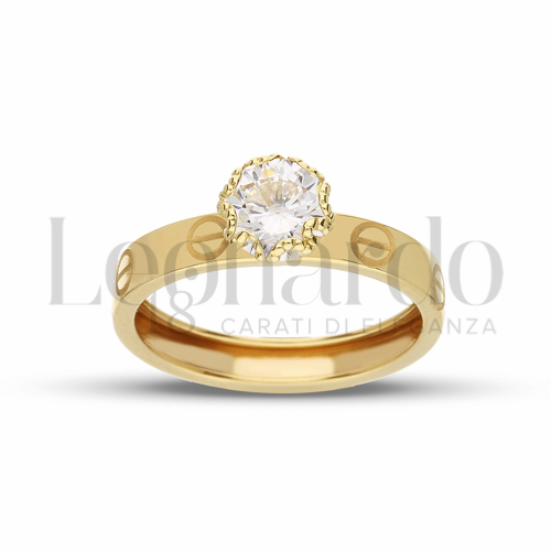 con Zircone bianco in Oro Giallo da 1,3gr.