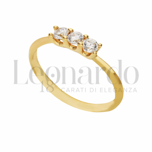 Modello o finitura Trilogy lineare con Zircone bianco in Oro Giallo da 1,8gr.
