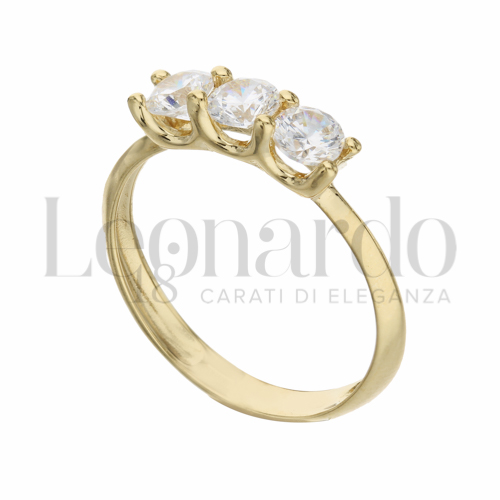 Modello o finitura Trilogy lineare con Zircone bianco in Oro Giallo da 2,2gr.